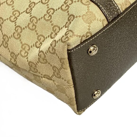 Auth GUCCI GG/Abbey 141470 Beige Light Brown Bronze Jacquard Leather - Picture 7 of 16